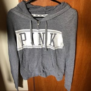 VS PINK gray zip up hoodie